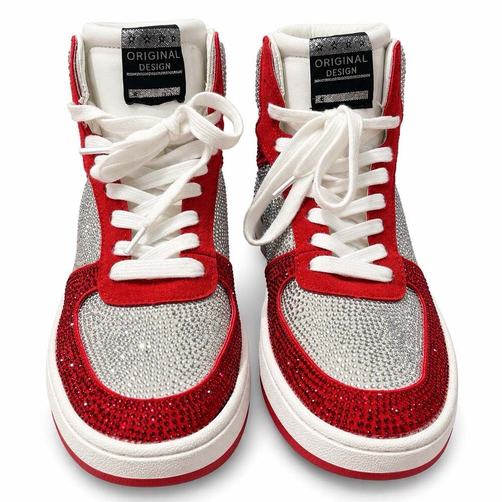 ShoeVibe Roxanne Women's Size 10 Red Rhinestone High Top Sneakers